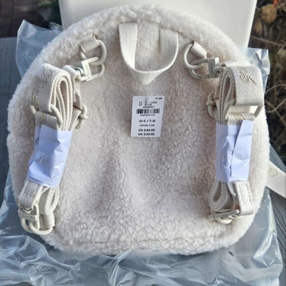 PINK Victorias Secret White Shell SHERPA CROSSBODY BAG MINI CONVERTIBLE BACKPACK - Picture 6 of 16